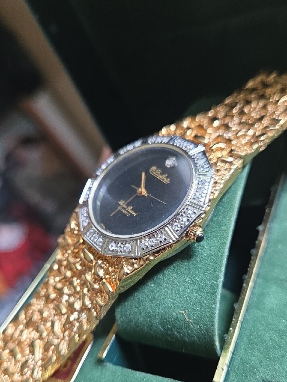 Lucien Piccard Gold Tone Bracelet Watch with Black Dial - Picture 5 of 6